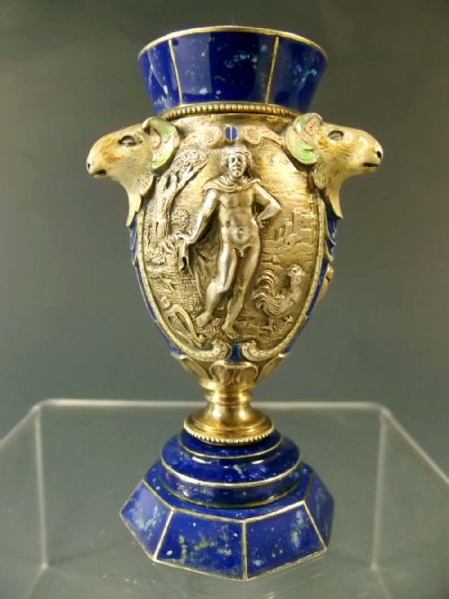 VIENNESE SILVER ENAMEL VASE HERMANN RATZERSDORFER C1845 - ADDITIONAL PHOTO 3