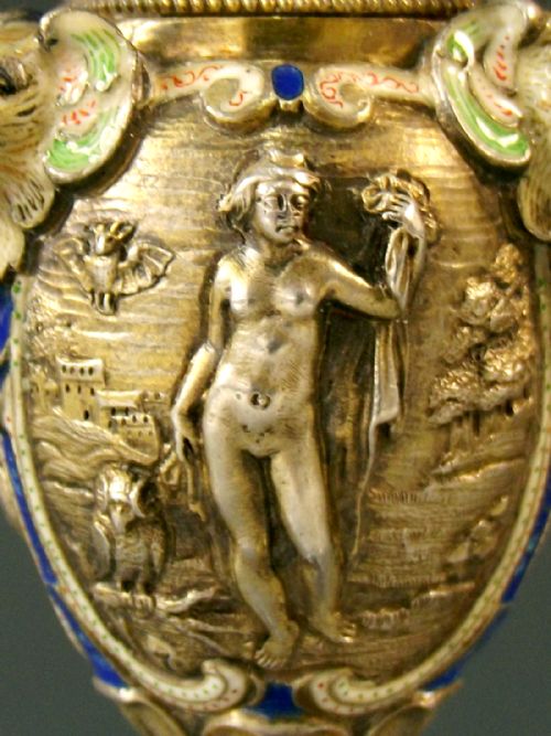 VIENNESE SILVER ENAMEL VASE HERMANN RATZERSDORFER C1845 - ADDITIONAL PHOTO 4