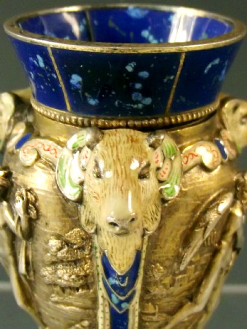 VIENNESE SILVER ENAMEL VASE HERMANN RATZERSDORFER C1845 - ADDITIONAL PHOTO 7