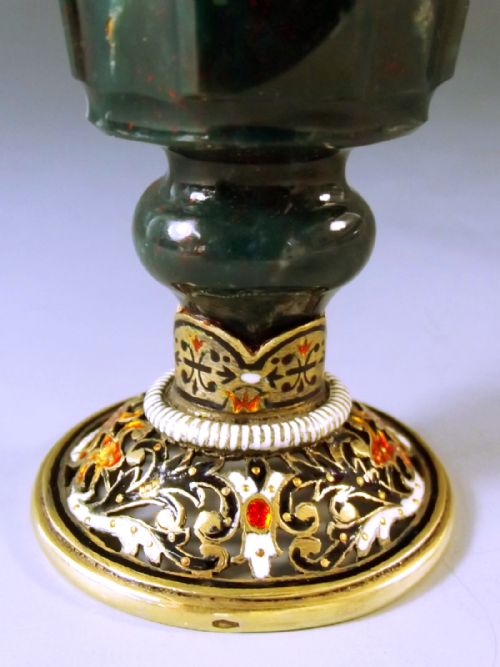 AUSTRIAN CARVED BLOODSTONE SILVER GILT ENAMEL VASE C1880 - ADDITIONAL PHOTO 9