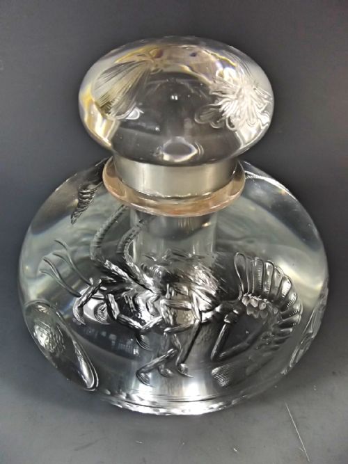 stevens williams rock crystal inkwell sea creatures - CATEGORY: ANTIQUE MISCELLANEOUS - DATED 1890