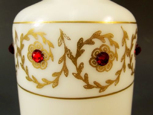 FRENCH GEM SET OPALINE GLASS PERFUME BOTTLE C1910 - ADDITIONAL PHOTO 1