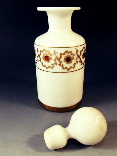 FRENCH GEM SET OPALINE GLASS PERFUME BOTTLE C1910 - ADDITIONAL PHOTO 2