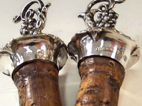 PAIR GREEN GLASS SILVER MOUNTED DECANTERS BY T BRADBURY SON 1838 - ADDITIONAL PHOTO 6