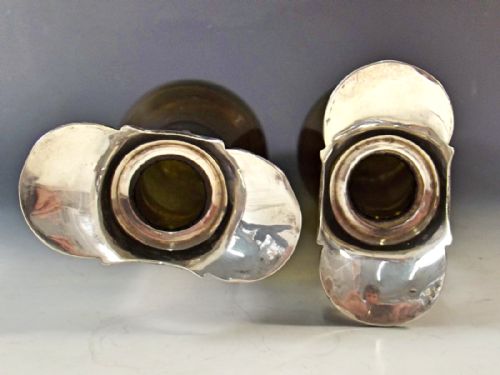PAIR GREEN GLASS SILVER MOUNTED DECANTERS BY T BRADBURY SON 1838 - ADDITIONAL PHOTO 12