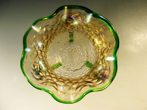 ART NOUVEAU KRALIK GLASS GREEN TRAIL VASE - ADDITIONAL PHOTO 3