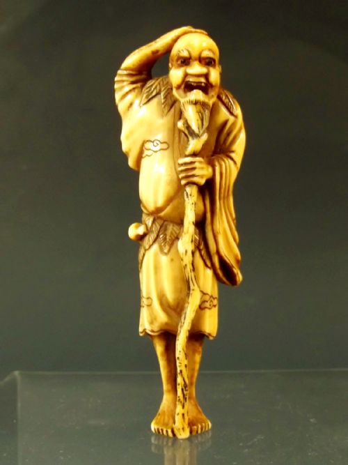 fine japanese ivory netsuke of a sennin edo period - CATEGORY: ANTIQUE MISCELLANEOUS - DATED 1850