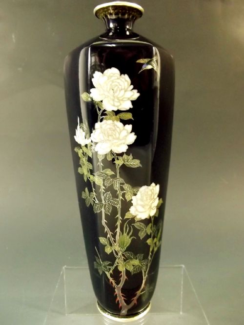 japanese silver wire cloisonne enamel vase by miwa tomisabaro - CATEGORY: ANTIQUE VASES - DATED 1890