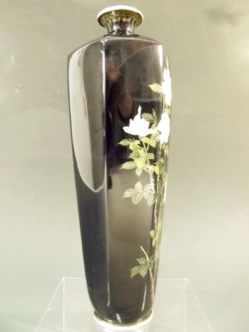 JAPANESE SILVER WIRE CLOISONNE ENAMEL VASE BY MIWA TOMISABARO - ADDITIONAL PHOTO 3