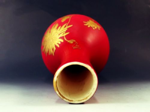 THOMAS WEBB CASED PEACH BLOW GLASS VASE GILT DECORATION - ADDITIONAL PHOTO 7