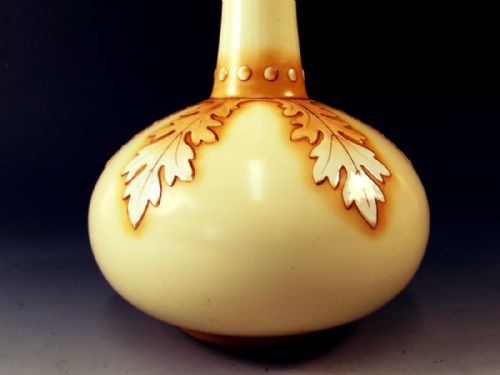 PAIR HARRACH ENAMEL GLOBE SHAFT GLASS VASES - ADDITIONAL PHOTO 4