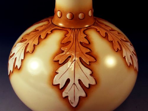 PAIR HARRACH ENAMEL GLOBE SHAFT GLASS VASES - ADDITIONAL PHOTO 5
