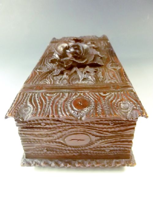 BLACK FOREST CARVED WOOD GLOVE BOX C1890 - ADDITIONAL PHOTO 4