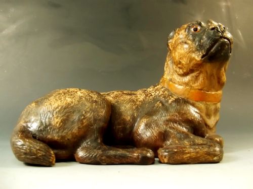 AUSTRIAN TERRACOTTA PUG DOG C1880 - ADDITIONAL PHOTO 1