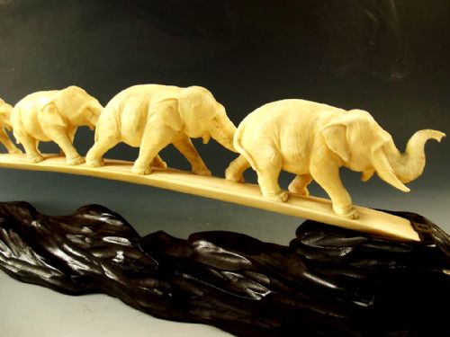 JAPANESE MEIJI PERIOD IVORY ELEPHANT BRIDGE ON STAND - ADDITIONAL PHOTO 6