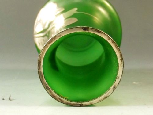 GOLDBERG GREEN GLASS VASE WITH APPLIED SILVER DECORATION - ADDITIONAL PHOTO 6