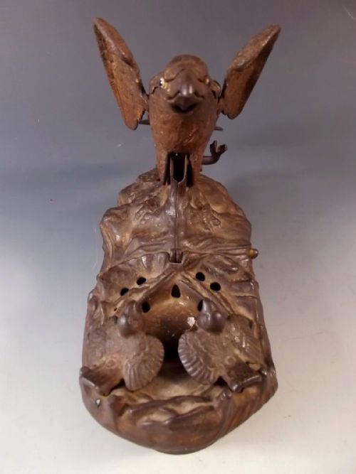 ORIGINAL CAST IRON EAGLE AND EAGLETS MECHANICAL MONEY BANK - ADDITIONAL PHOTO 2