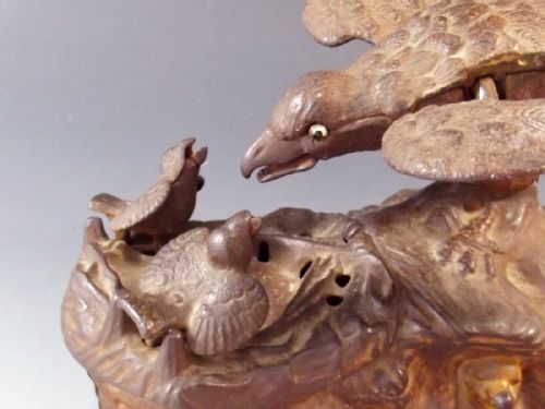 ORIGINAL CAST IRON EAGLE AND EAGLETS MECHANICAL MONEY BANK - ADDITIONAL PHOTO 8