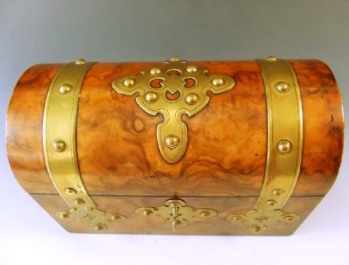 BRASS BOUND WALNUT VENEERED WRITING BOX - ADDITIONAL PHOTO 1
