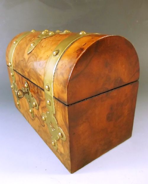 BRASS BOUND WALNUT VENEERED WRITING BOX - ADDITIONAL PHOTO 2