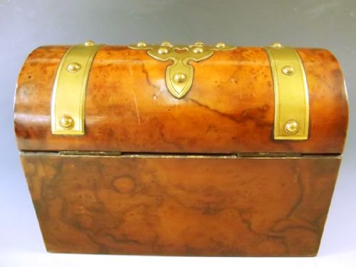 BRASS BOUND WALNUT VENEERED WRITING BOX - ADDITIONAL PHOTO 3