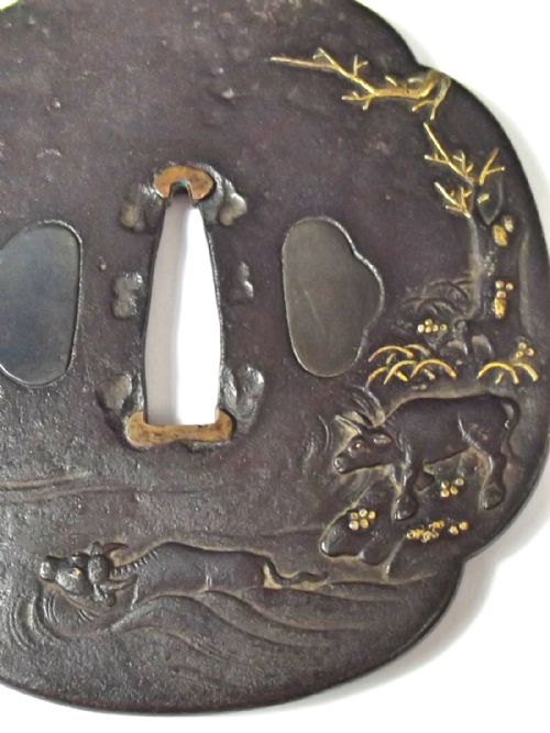 JAPANESE EDO PERIOD GOLD INLAID IRON TSUBA - ADDITIONAL PHOTO 1