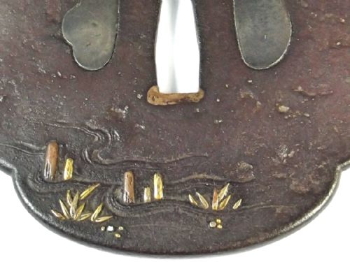 JAPANESE EDO PERIOD GOLD INLAID IRON TSUBA - ADDITIONAL PHOTO 3