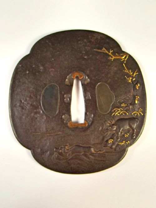 JAPANESE EDO PERIOD GOLD INLAID IRON TSUBA - ADDITIONAL PHOTO 5