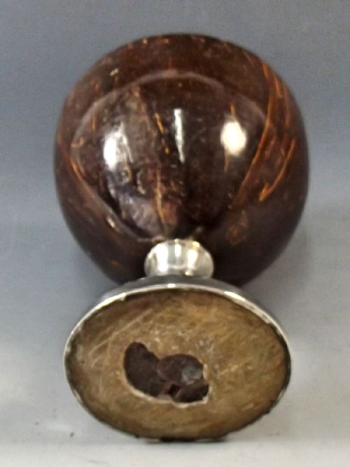 HALLMARKED STERLING SILVER COCONUT SHELL POWDER BOX - ADDITIONAL PHOTO 4