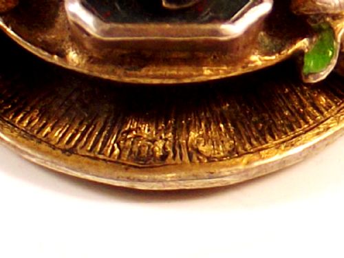 CONTINENTAL SILVER GILT ENAMEL HARDSTONE SEAL - ADDITIONAL PHOTO 8
