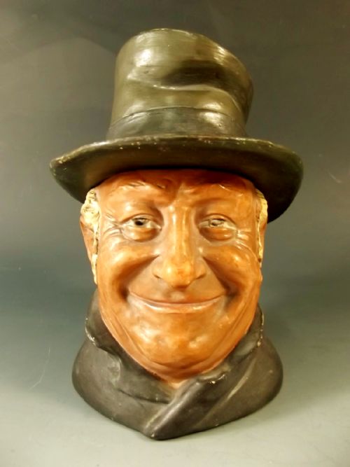 austrian terracotta tobacco jar smiling gent - CATEGORY: ANTIQUE BOXES - DATED 1890