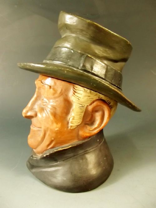 AUSTRIAN TERRACOTTA TOBACCO JAR SMILING GENT - ADDITIONAL PHOTO 1