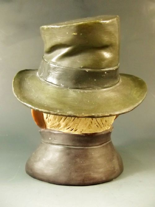 AUSTRIAN TERRACOTTA TOBACCO JAR SMILING GENT - ADDITIONAL PHOTO 2