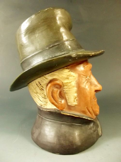 AUSTRIAN TERRACOTTA TOBACCO JAR SMILING GENT - ADDITIONAL PHOTO 3