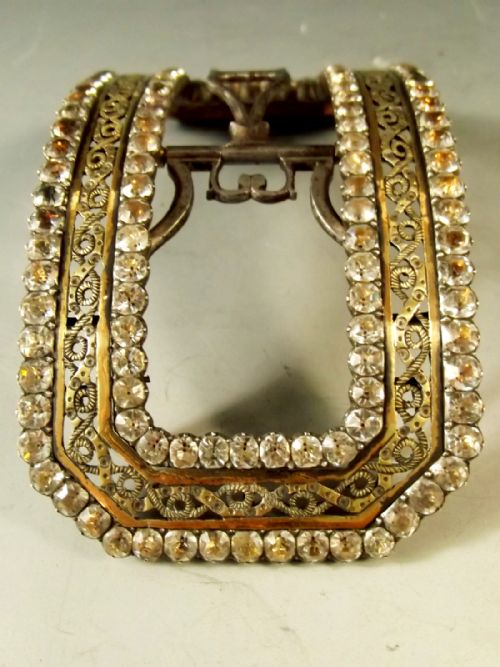 FRENCH SILVER ROSE GOLD RHINESTONE SET SHOE BUCKLE C1770 - ADDITIONAL PHOTO 2