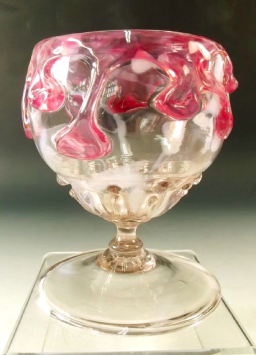 SALIVARTI CO GLASS GOBLET WITH APPLIED DECORATION C1880 - ADDITIONAL PHOTO 1