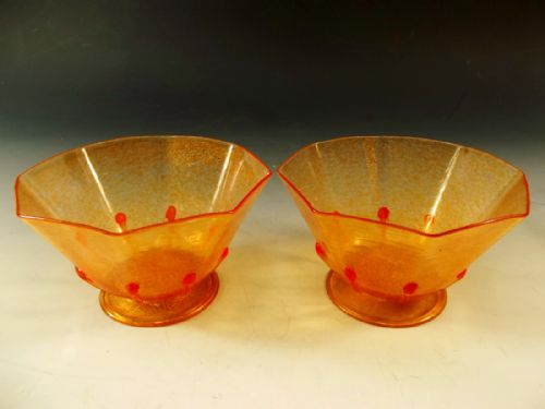 pair salivarti co murano glass bowls c1910 - CATEGORY: ANTIQUE GLASS - DATED 1910