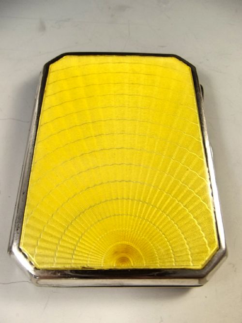 art deco silver plate guilloche enamel cigarette case - CATEGORY: ANTIQUE SILVER - DATED 1920