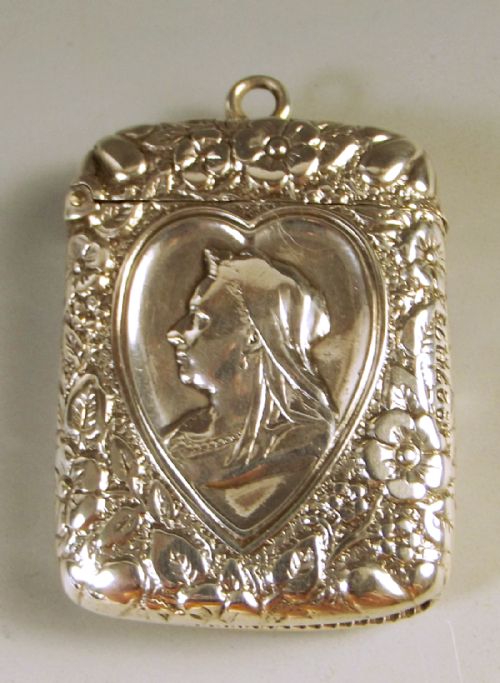 victorian silver queen victoria vesta case 1896 - CATEGORY: ANTIQUE SILVER - DATED 1890