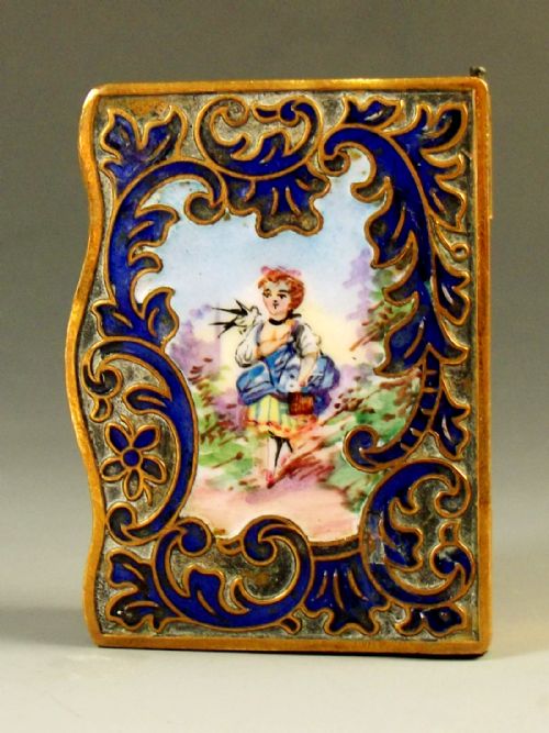 french brass enamel vesta case c1900 - CATEGORY: ANTIQUE MISCELLANEOUS - DATED 1900