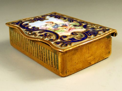 FRENCH BRASS ENAMEL VESTA CASE C1900 - ADDITIONAL PHOTO 1