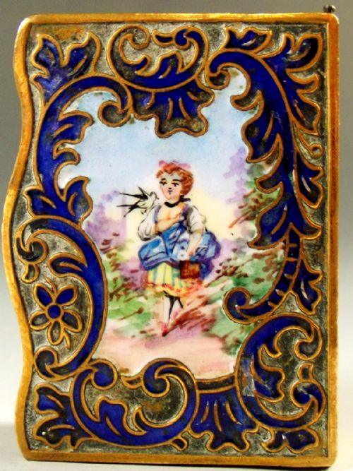 FRENCH BRASS ENAMEL VESTA CASE C1900 - ADDITIONAL PHOTO 5