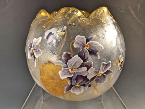 mont joye cameo glass enamel gilt posy bowl - CATEGORY: ANTIQUE GLASS - DATED 1900