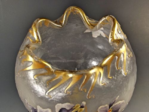 MONT JOYE CAMEO GLASS ENAMEL GILT POSY BOWL - ADDITIONAL PHOTO 4