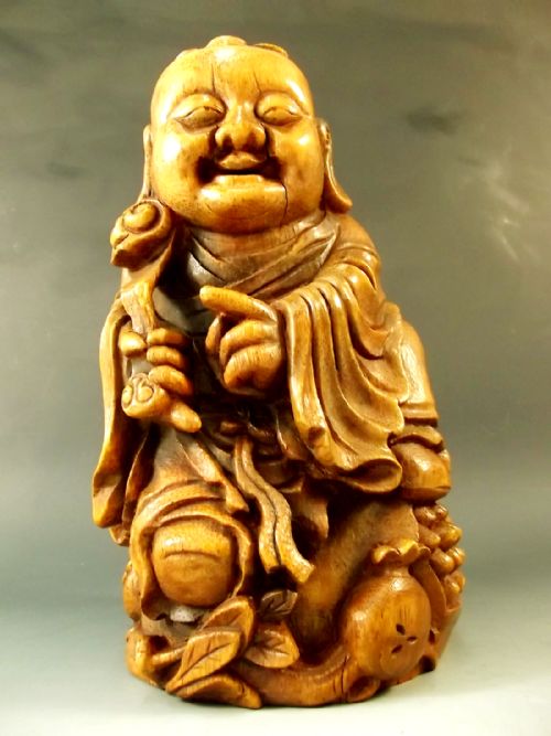 chinese bamboo carving of a deity c1880 - CATEGORY: ANTIQUE MISCELLANEOUS - DATED 1880