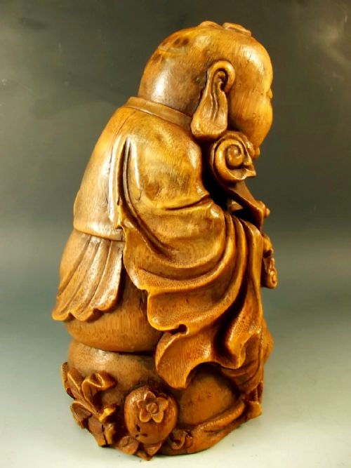 CHINESE BAMBOO CARVING OF A DEITY C1880 - ADDITIONAL PHOTO 4