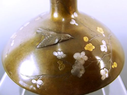 JAPANESE ONLAID MIXED METAL VASE MEIJI PERIOD - ADDITIONAL PHOTO 4