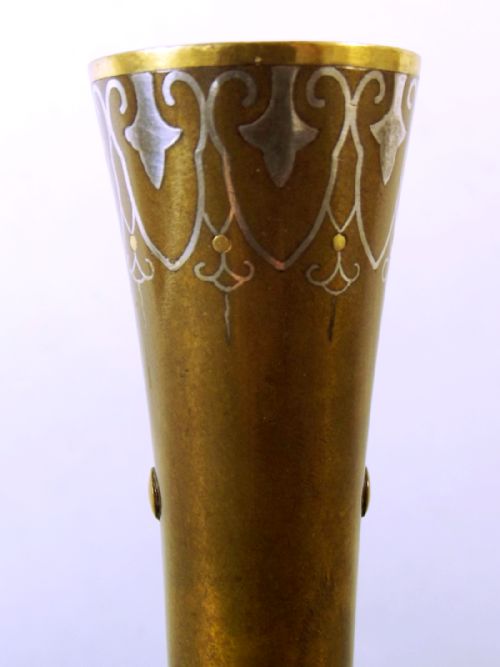 JAPANESE ONLAID MIXED METAL VASE MEIJI PERIOD - ADDITIONAL PHOTO 5