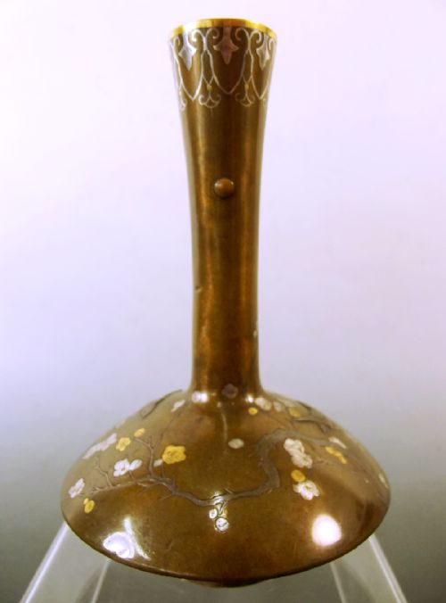 JAPANESE ONLAID MIXED METAL VASE MEIJI PERIOD - ADDITIONAL PHOTO 6