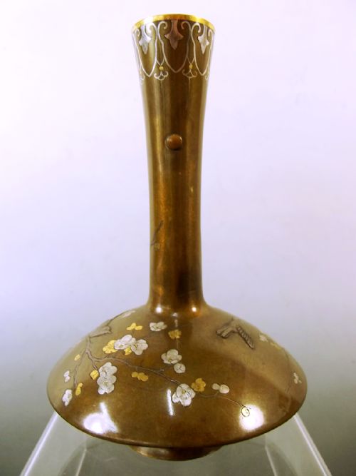 JAPANESE ONLAID MIXED METAL VASE MEIJI PERIOD - ADDITIONAL PHOTO 7